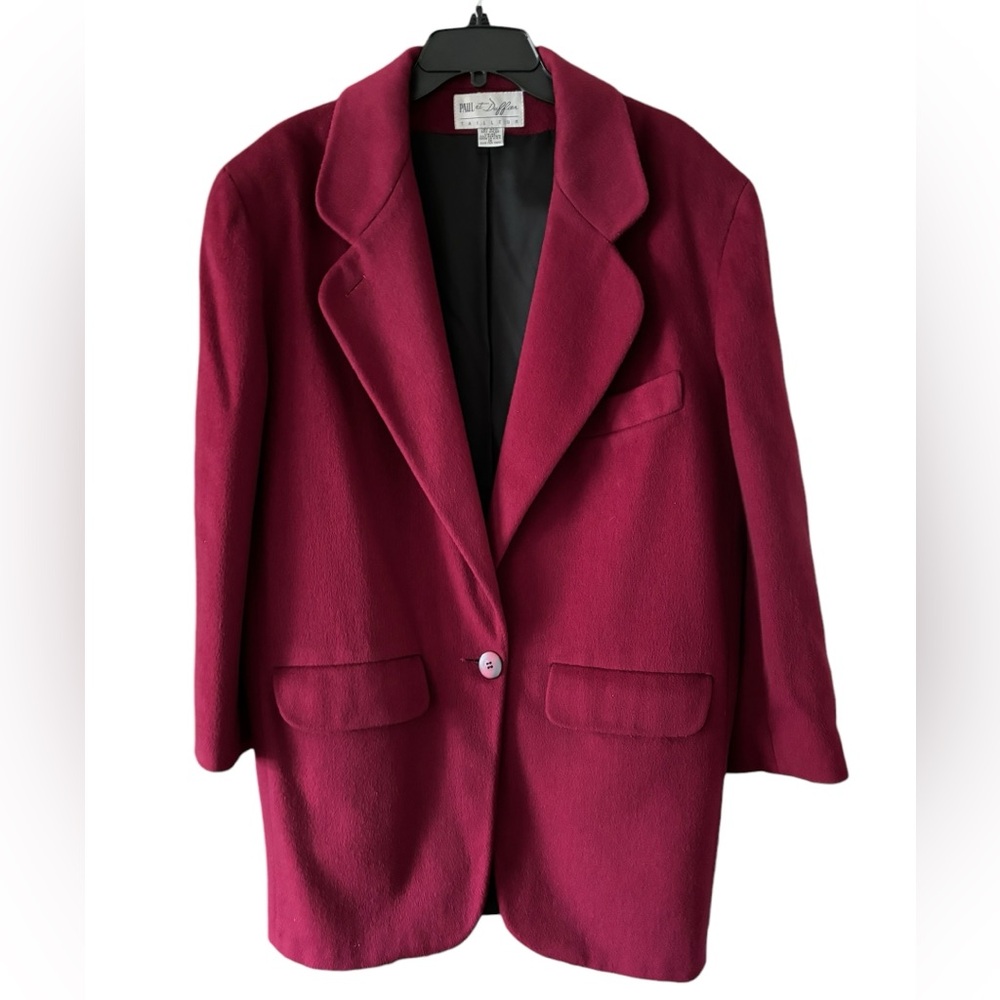 Vintage Paul Et Duffier Womens Wool Blend Burgundy Oversized Coat Size 12